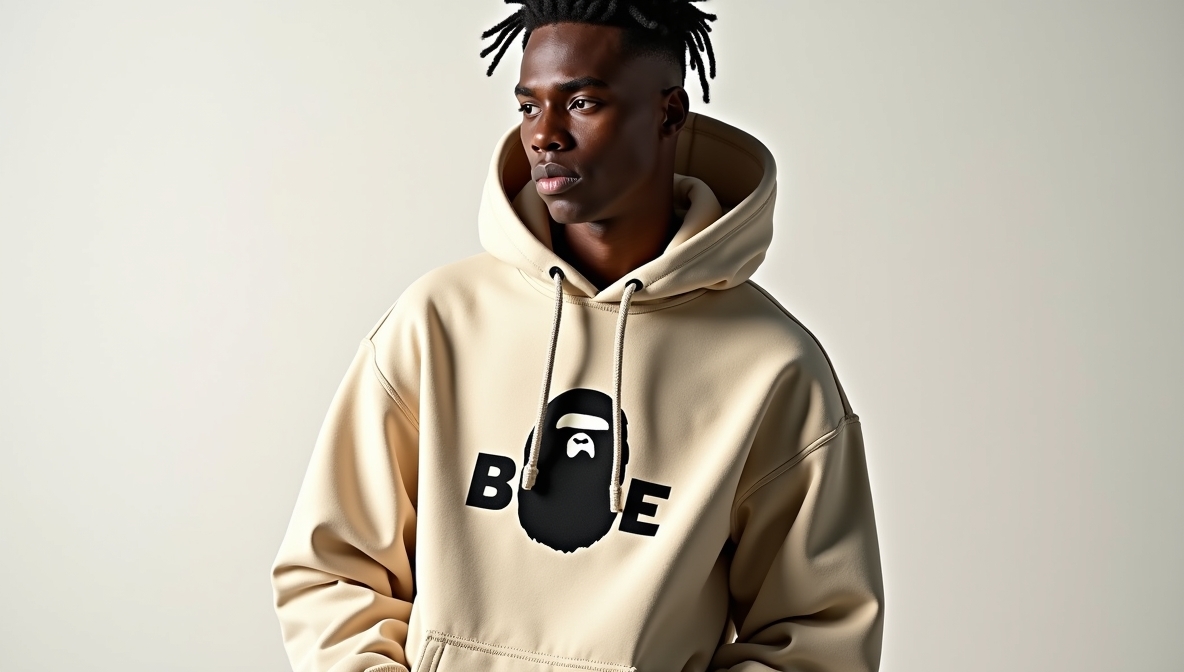 BAPE streetwear banner showcasing tees and hoodies